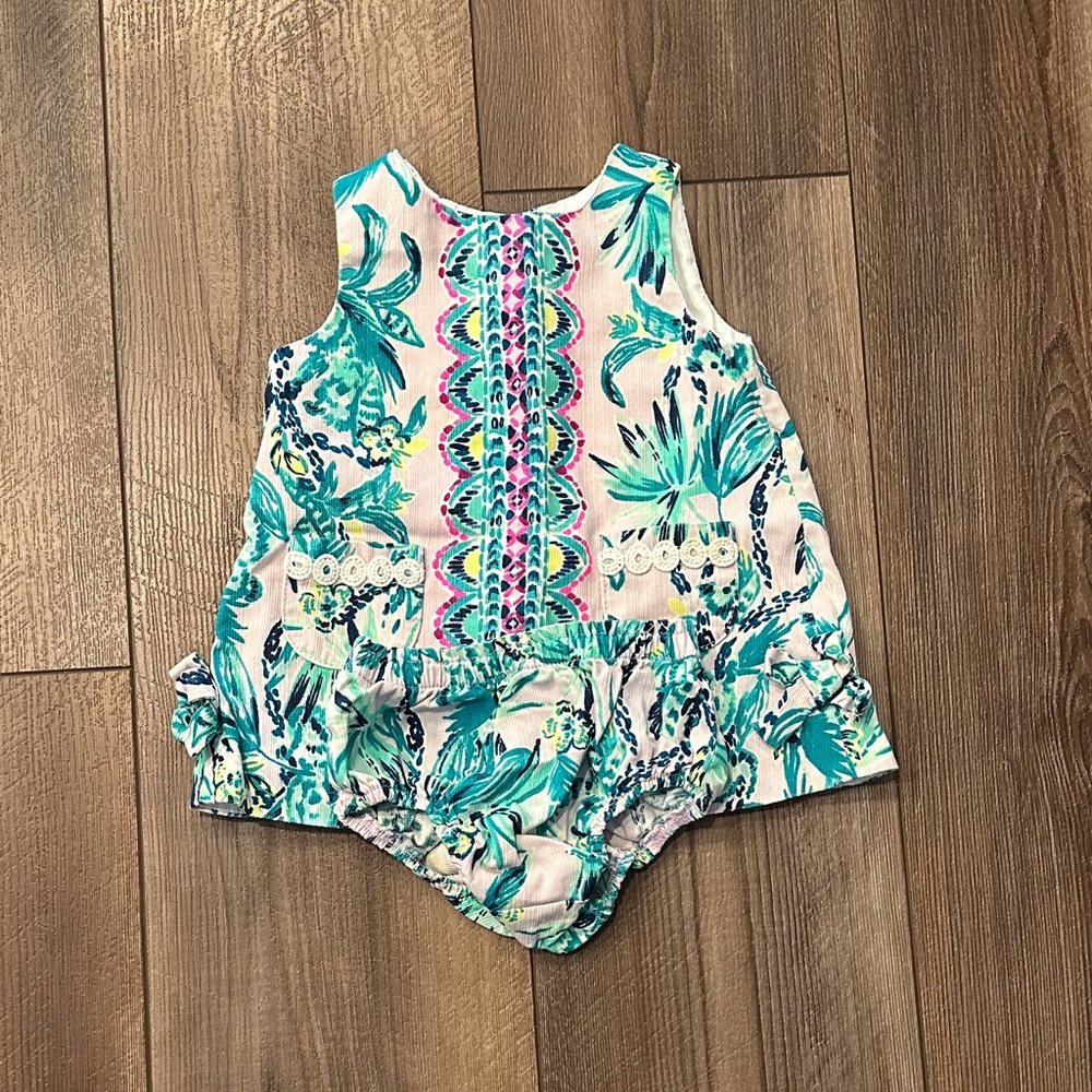 Lilly Pulitzer Tropical Print Baby Dress and Bloomers / size 3-6 months